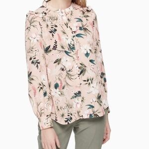 Kate Spade New York Swamped Botanical floral blouse longsleeve pink Small S